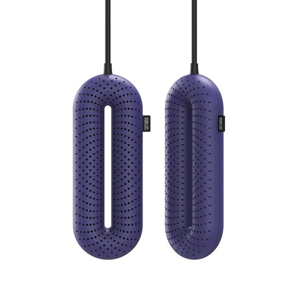 Asciugatore antibatterico compatto per scarpe con temperatura costante di 70 °C e involucro ignifugo per un'asciugatura sicura delle scarpe viola