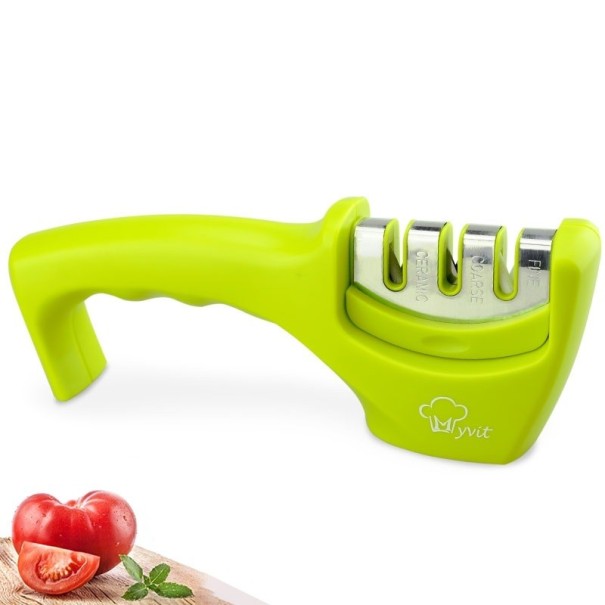 Ascuțitor cuțit trifazat verde deschis