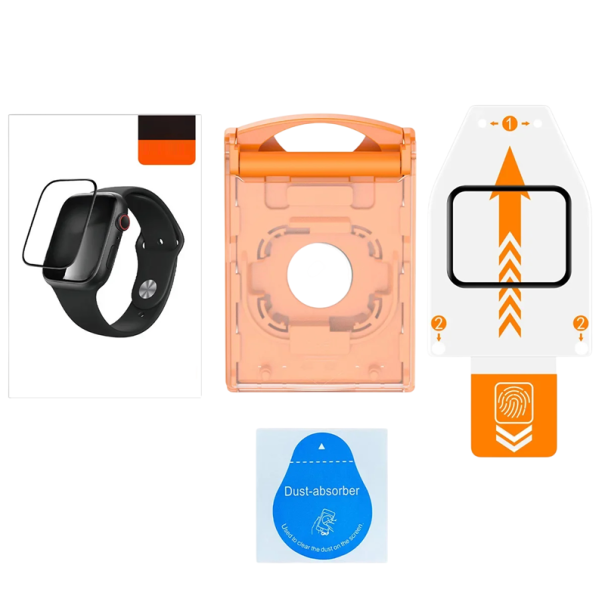 Asennussarja karkaistusta lasista Apple Watch Series 10 46 mm asennuskehys tarkkaa lasikalvon sijoittamista varten kellon näytölle 1
