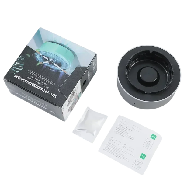 Ashtray with Smoke Removal 13.2 x 7.5 cm ABS Plastic Electric Tabletop Ashtray Battery Operated for Home and Office grey