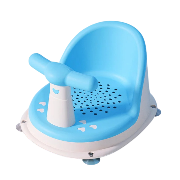 Asiento de ducha para niños con respaldo y asa de plástico ABS azul