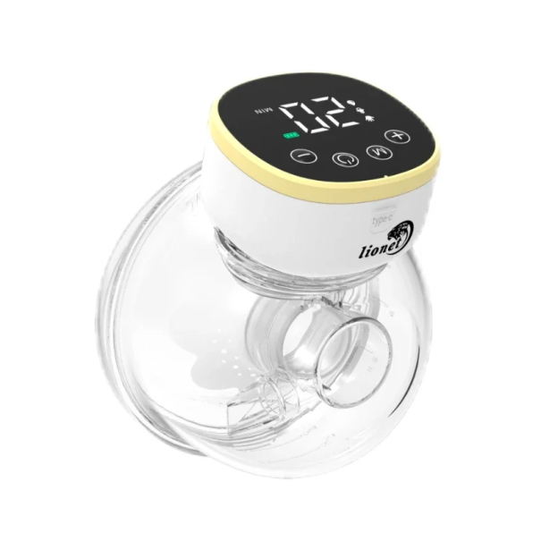 Aspirador elétrico de leite materno 800mAh Portátil sem BPA ecrã LED carregamento USB modo de massagem sucção ajuste de força Diâmetro 12 cm amarelo