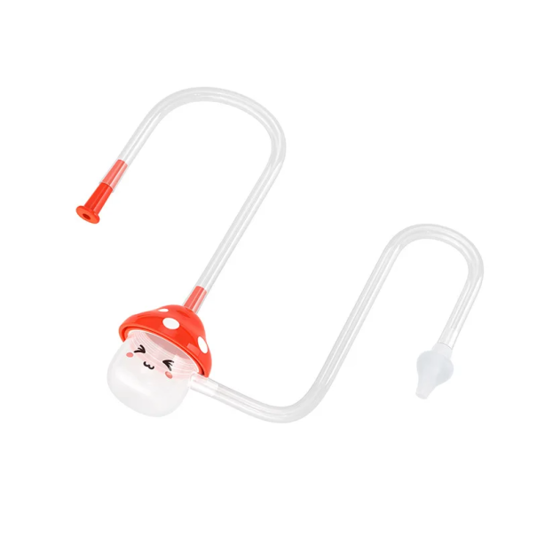 Aspirador nasal para recién nacidos fabricado en silicona alimentaria y PP con recipiente en forma de esponja Limpieza suave de la nariz de bebés y niños pequeños rojo