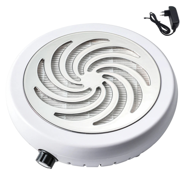 Aspirador profesional de polvo para uñas 4500 rpm Potente aspirador silencioso con filtro lavable 18,5×18,5×6 cm Plástico y metal Varios colores plateado