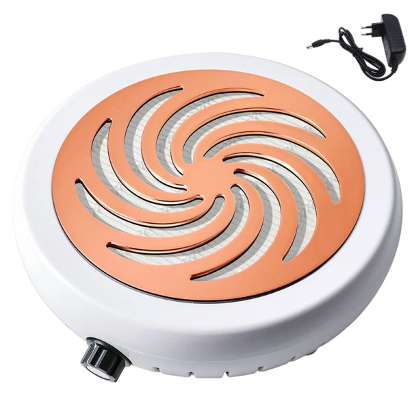Aspirador profissional de pó para unhas 4500 rpm Aspirador potente e silencioso com filtro lavável 18,5×18,5×6 cm Plástico e metal Várias rosa