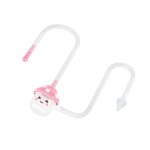 Aspirateur nasal pour nouveau-nés en silicone alimentaire et PP avec un réservoir en forme de champignon Nettoyage doux du nez des bébés et des tout-petits rose