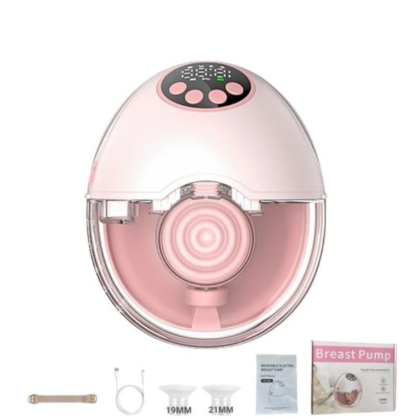 Aspirator de lapte electrică portabilă cu încălzire 45 °C 19 mm 21 mm PP silicon oprire automată 30 min roz
