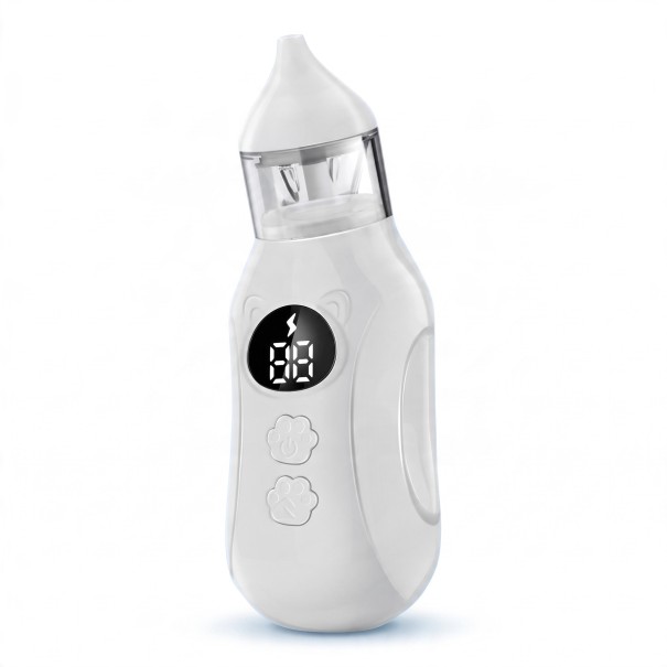 Aspiratore nasale elettrico per bambini 9 livelli di aspirazione 65 kPa Batteria 400 mAh Ricarica USB-C Display LCD Bianco Per neonati e bambini 1
