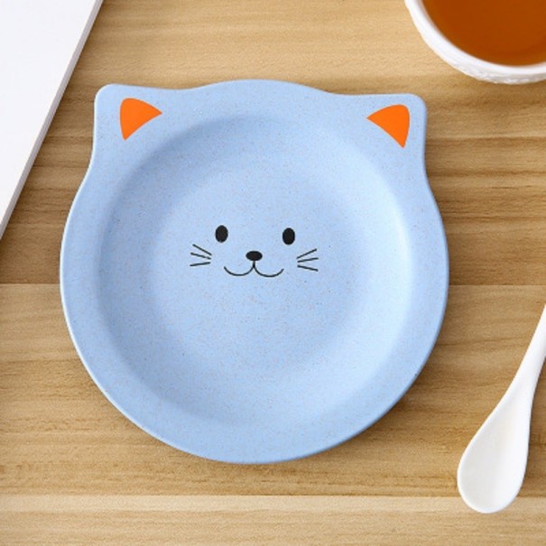 Assiette en plastique chat bleu