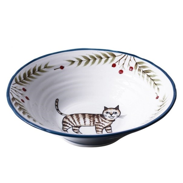 Assiette peinte avec des animaux bleu