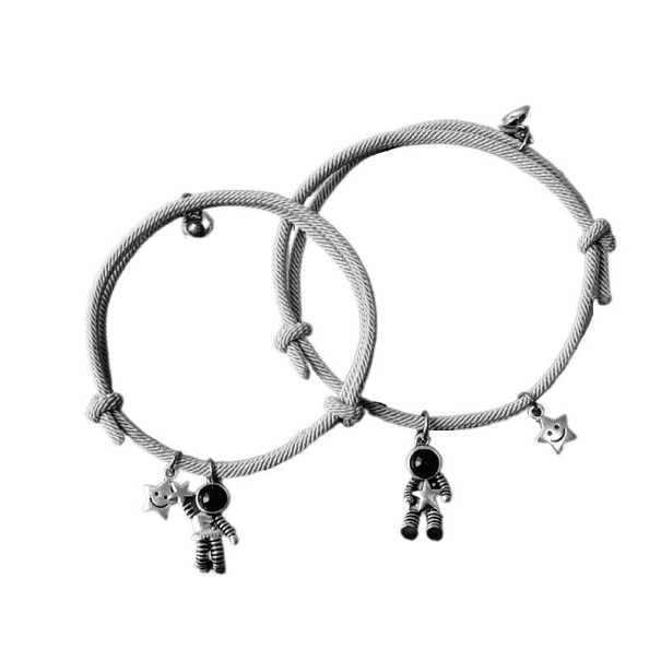 Astronaut par armbånd med snor sølv
