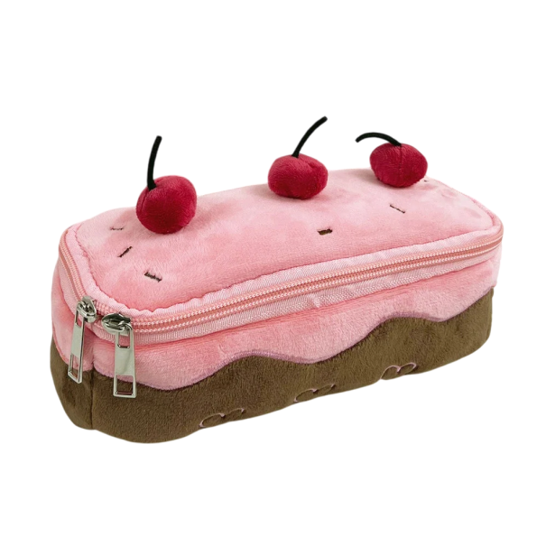 Astuccio di peluche a forma di torta di ciliegie Kawaii astuccio scolastico ad alta capacità Accessori carini per ragazze Regalo per bambini per la scuola 1
