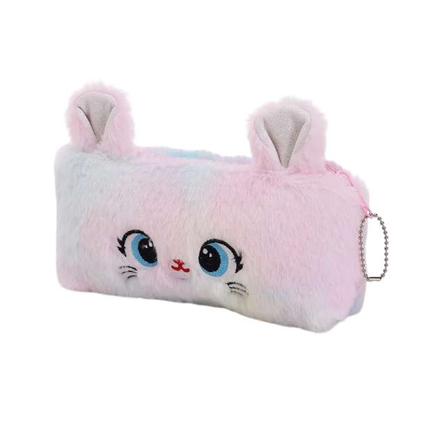 Astuccio in peluche con gattino gradientato 20x10 cm Astuccio carino per ragazze Grande capacità Regalo di Natale Cancelleria Kawaii forniture scolastiche rosa chiaro