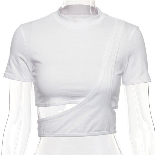 Asymetryczna seksowna koszulka damska biały XS