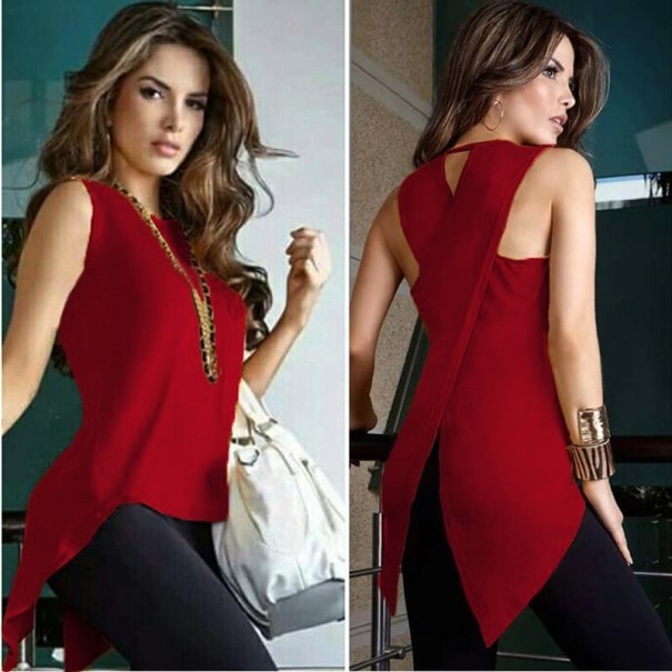 Asymetryczny top damski B98 czerwony M