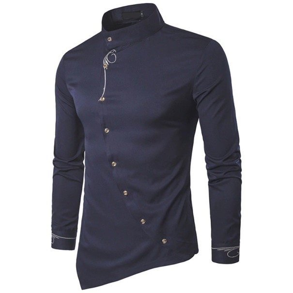 Asymmetrisch overhemd voor heren donkerblauw L