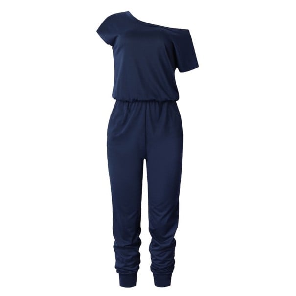Asymmetrische jumpsuit voor dames donkerblauw L