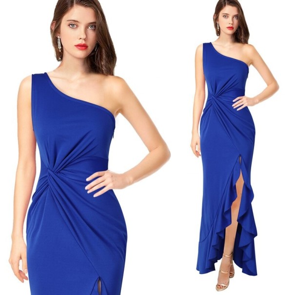 Asymmetrische jurk Gennie blauw XS