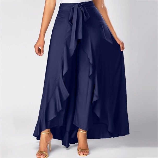 Asymmetrische maxi-rok voor dames donkerblauw L
