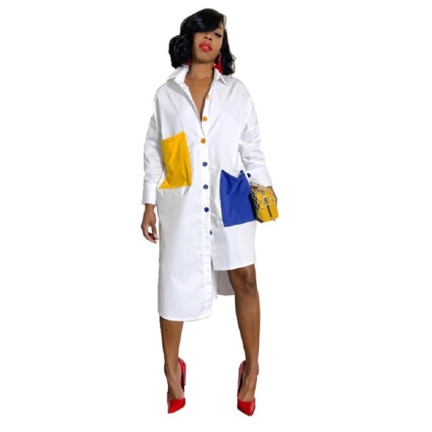 Asymmetrische overhemdjurk wit XL