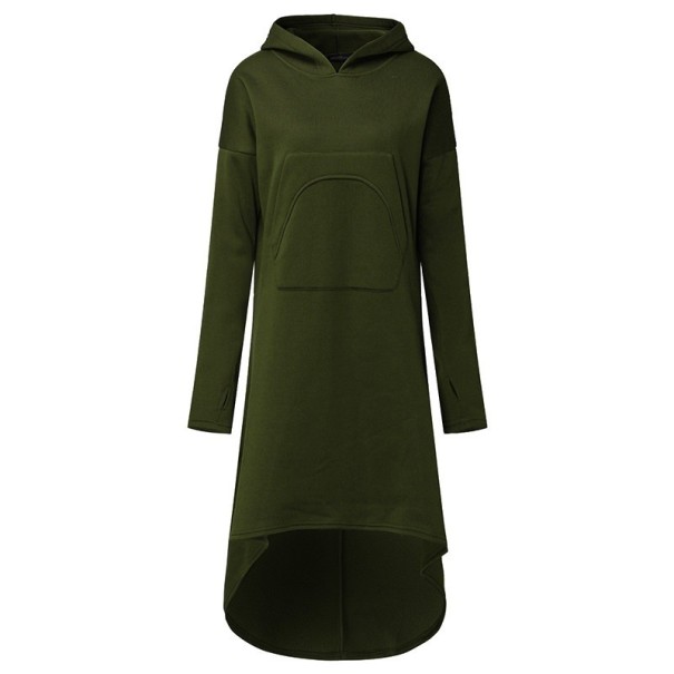 Asymmetrische sweatshirtjurk legergroen M