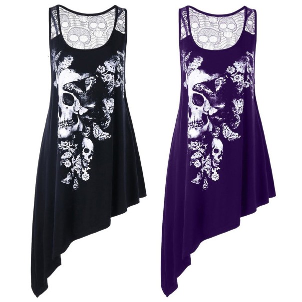 Asymmetrische tanktop voor dames met schedel