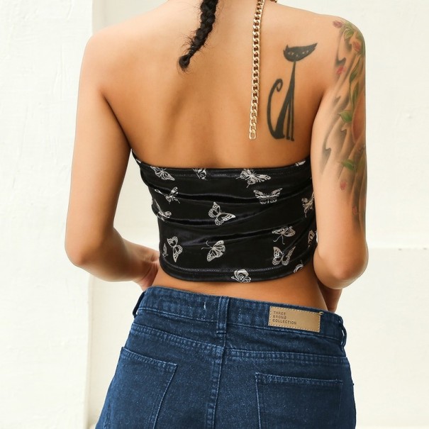 Asymmetrische top voor dames met vlinders