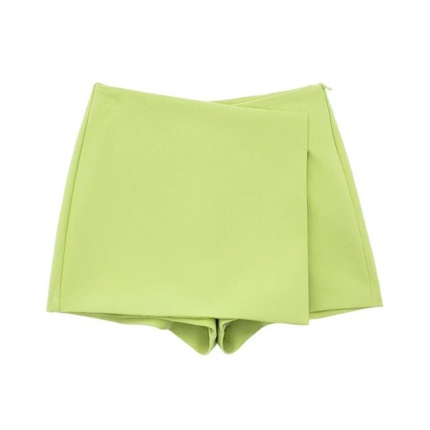 Asymmetrische vintage shorts voor dames met hoge taille en rits aan de zijkant Elegante korte shorts in retro-snit voor zomer en vrije tijd groen XS
