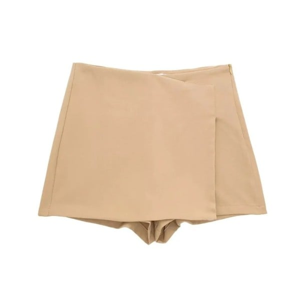 Asymmetrischer Minirock mit hoher Taille für Damen Eleganter kurzer Rock für die Stadt Stylischer Rock für eine Party Moderne khaki S