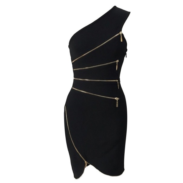 Asymmetrisches Damenkleid mit Reißverschlüssen S