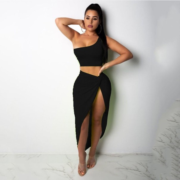 Asymmetrisches zweiteiliges Kleid schwarz S