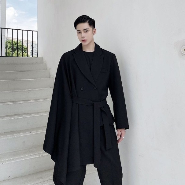Asymmetrisk herrefrakke sort L