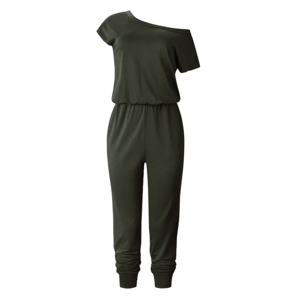 Asymmetrisk jumpsuit för kvinnor armégrön XS