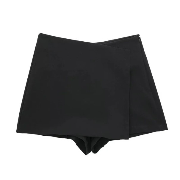 Asymmetrisk minikjol med hög midja för kvinnor Elegant kort kjol för stan Snygg kjol för fest Modernt streetwear-mode svart XS