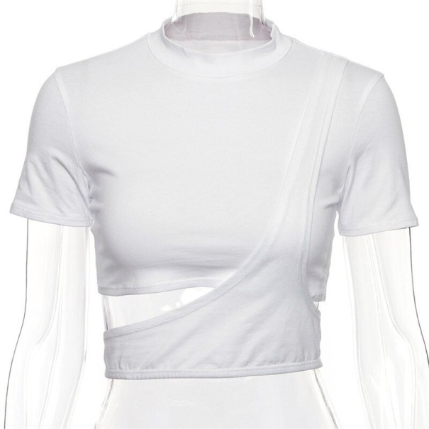 Asymmetrisk sexet top til kvinder hvid M