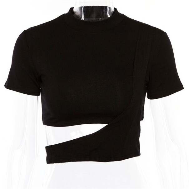 Asymmetrisk sexet top til kvinder sort S