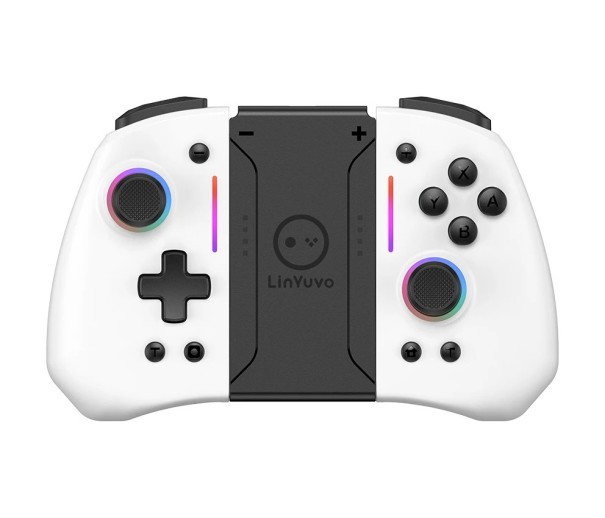 Ασύρματο διαχωρισμένο χειριστήριο KS42-1 για Switch/OLED με RGB φως, δονήσεις, Turbo λειτουργία και επιλογή χρωμάτων συμπεριλαμβανομένου λευκό