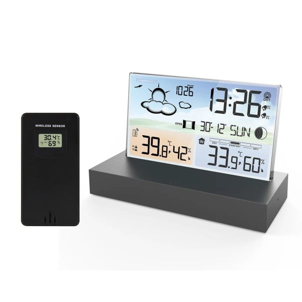 Ασύρματος αισθητήρας θερμοκρασίας και υγρασίας IPX4 για μετεωρολογικούς σταθμούς Εσωτερικής και εξωτερικής χρήσης 60μ εμβέλεια Τοποθέτηση σε τραπέζι 1