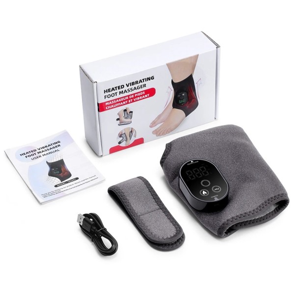Atadura aquecida para massagem para pé, tornozelo, panturrilha e braço 46 x 32 cm 6 níveis de aquecimento, bateria 3000 mAh 1
