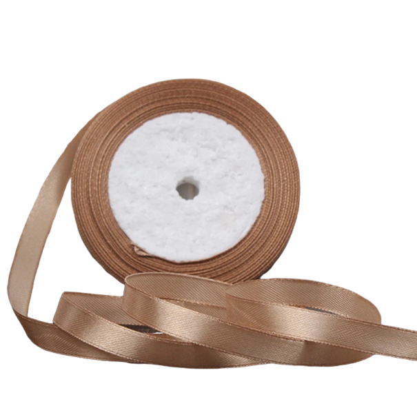 Atlasová stuha 15 mm/22 m světle hnědá