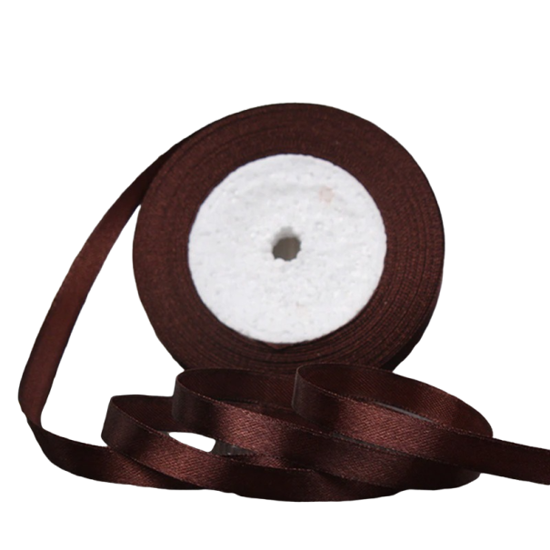 Atlasová stuha 25 mm/22 m tmavě hnědá