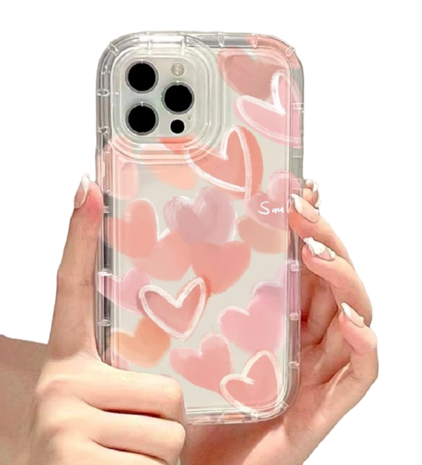 Átlátszó védőburkolat rózsaszín szívek motívumával a Samsung Galaxy S23 Plus készülékhez 1
