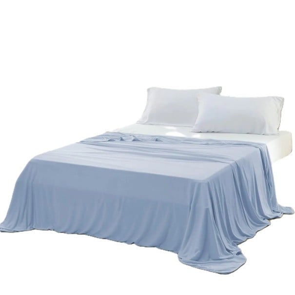 Atmungsaktive Decke aus Eiskrepp 180 x 200 cm Leichte und dünne Sommerdecke hautfreundlich Seidig glatte Decke für Bett und Sofa blau