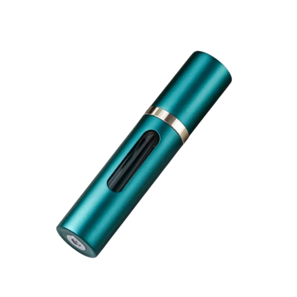 Atomizador de perfume recargable de 10 ml, portátil, de aleación de aluminio, con diseño esmerilado de vidrio reforzado, contenedor para cosméticos de viaje. verde