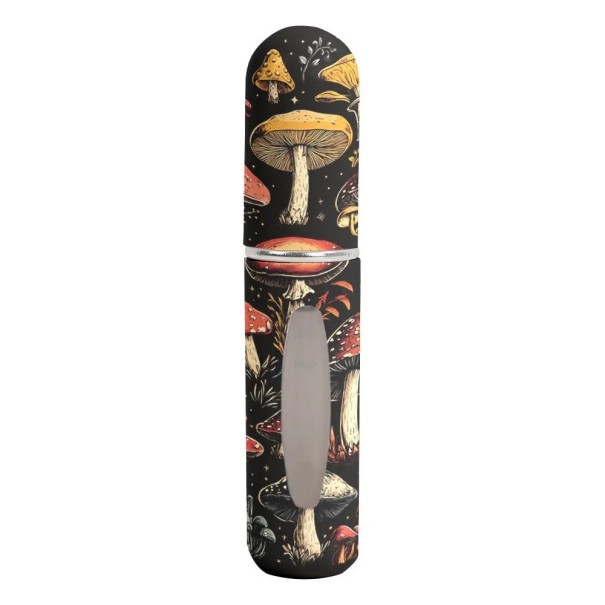 Atomizzatore da viaggio per profumi con spruzzatore 5 ml flacone compatto ricaricabile nero con motivo funghi e elementi forestali 1