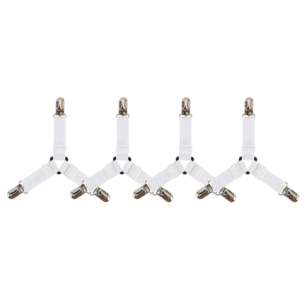 Attache de drap tendue d'angle 4 pcs blanc