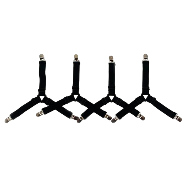 Attache de drap tendue d'angle 4 pcs noir