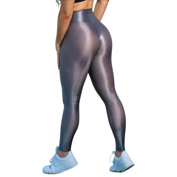 Áttetsző, rugalmas leggings jógához és futáshoz, magas derekú, lélegző fitneszleggings, alakformáló sportnadrág edzőterembe és edzéshez szürke S