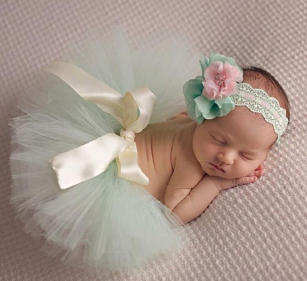 Atuendo para sesión de fotos de niñas: falda y diadema 0-2 meses