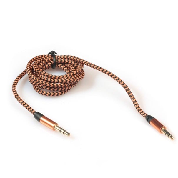 Audio kabel AUX 3,5 mm jack mannelijke naar mannelijke 1 m met gevlochten omhulsel Rechte connectors Voor het verbinden van een telefoon oranje